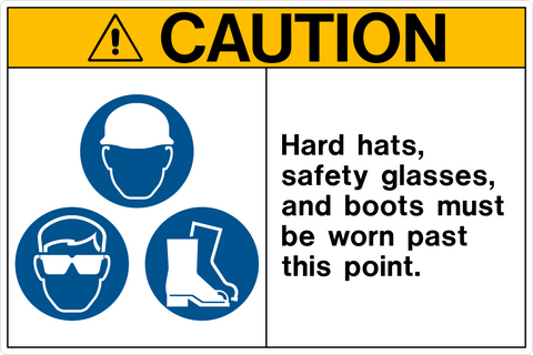 Caution - Head, Eye & Foot Protection