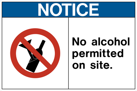 Notice - No Alcohol