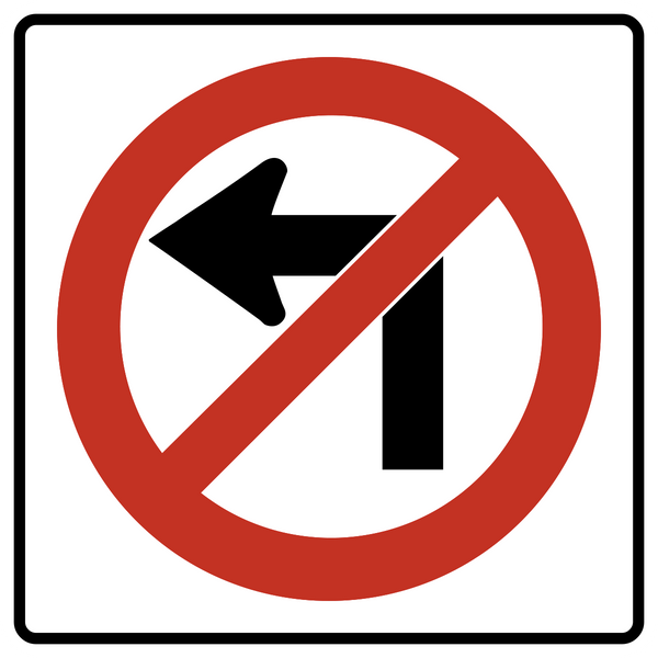 No Left Turn Symbol Regulatory Traffic Sign Western Safety Sign