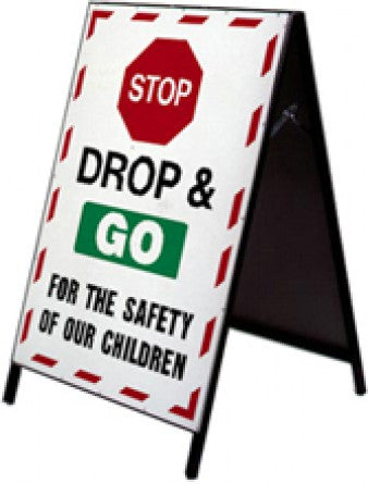 School Safety Stand - Stop Drop & Go – Western Safety Sign