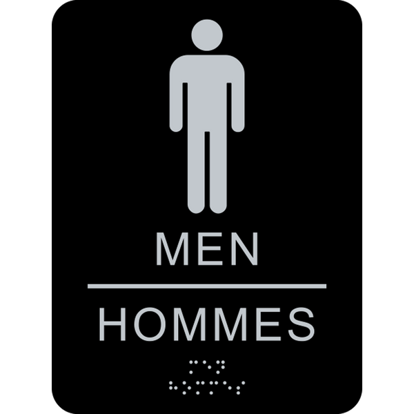 Men Washroom Bilingual Rectangle Braille Sign | Western Safety Sign
