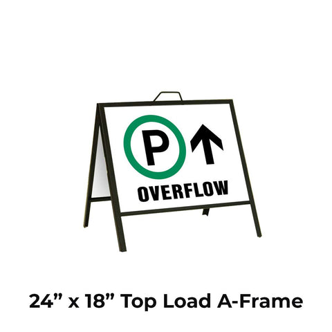 Parking Overflow Ahead with Arrow A-Frame Sign Stand – Western Safety Sign