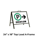 Parking Overflow on the Right with Arrow A-Frame Sign Stand
