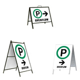 Parking Overflow on the Right with Arrow A-Frame Sign Stand