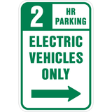 Electric Vehicle 2 Hour Parking Signs