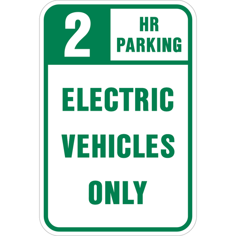 Electric Vehicle 2 Hour Parking Signs