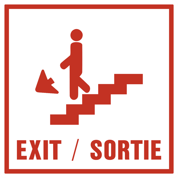 Sortie Sign Printable Exit Stairs Bilingual Directional Signs | Western Safety Sign