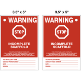 Scaffold Incomplete Lock Out Tag