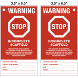 Scaffold Incomplete Lock Out Tag