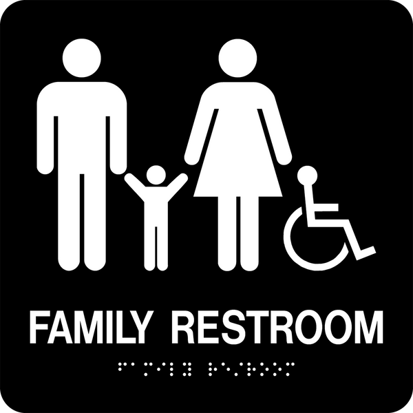 Family Restroom Accessible Square Braille Sign | Western Safety Sign