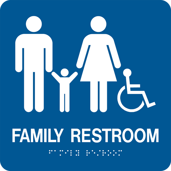 Family Restroom Accessible Square Braille Sign | Western Safety Sign