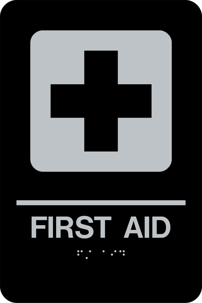 First Aid Rectangle Braille Sign | Western Safety Sign