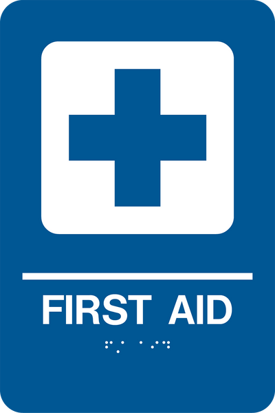 First Aid Rectangle Braille Sign | Western Safety Sign