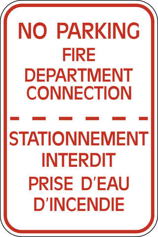 No Parking Fire Department Connection Bilingual