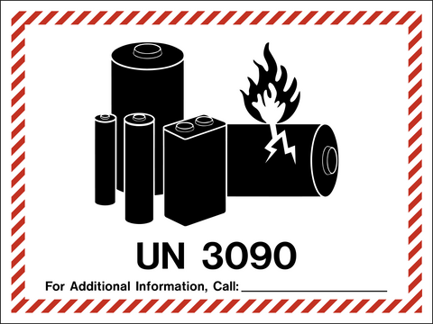Class 9 - Danger - Battery Label - Lithium Metal UN3090