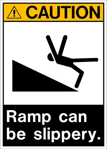 Ramp Can Be Slippery ANSI Caution Sign