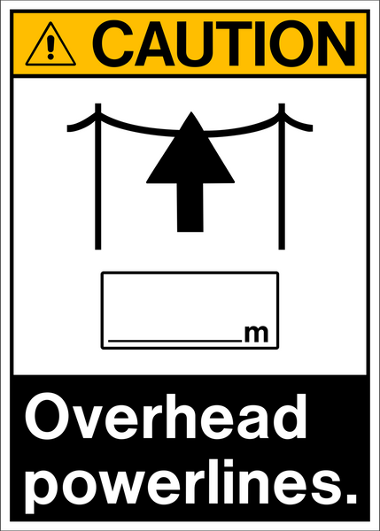 Overhead Powerlines ANSI Caution Sign | Western Safety Sign