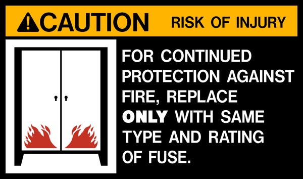 Risk of Injury Fuse Replacement Caution Sign | Western Safety Sign