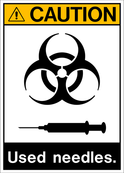Used Needles ANSI Caution Sign | Western Safety Sign