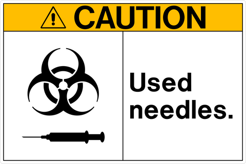Used Needles OSHA Caution Sign