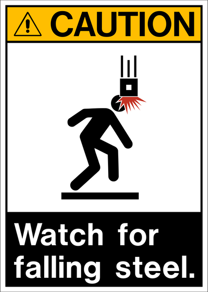Falling Steel ANSI Caution Sign | Western Safety Sign