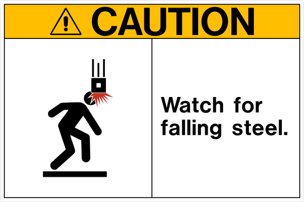 Falling Off Rack Sign Falling Steel OSHA Caution Sign | Western Safety Sign