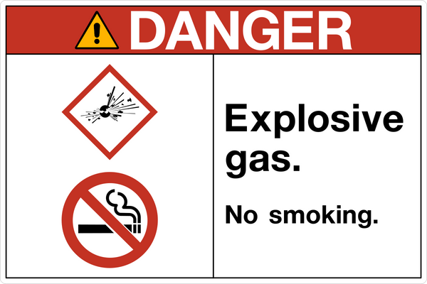 Explosive Gas No Smoking OSHA Danger Sign | Western Safety Sign