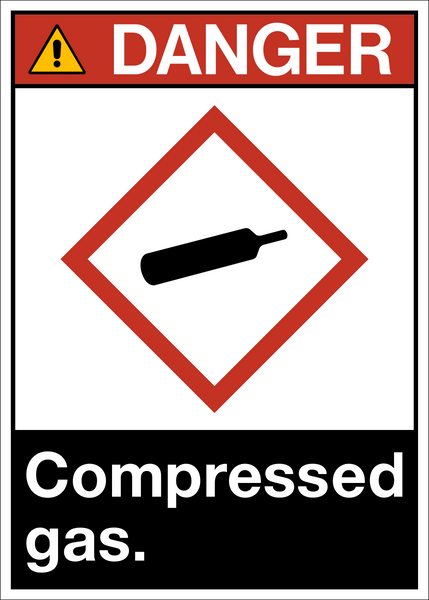 Compressed Gas Exploding Sign Compressed Gas ANSI Danger Sign | Western Safety Sign