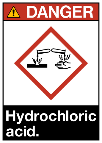 Pictrogram Base Acide Hydrochloric Acid ANSI Danger Sign | Western Safety Sign