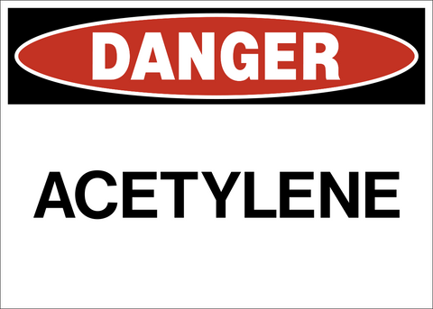 Acetylene Danger Sign with red DANGER header and bold black acetylene text