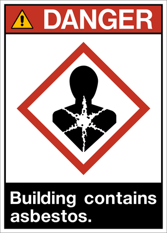 ANSI Building Contains Asbestos Danger Sign with health hazard symbol