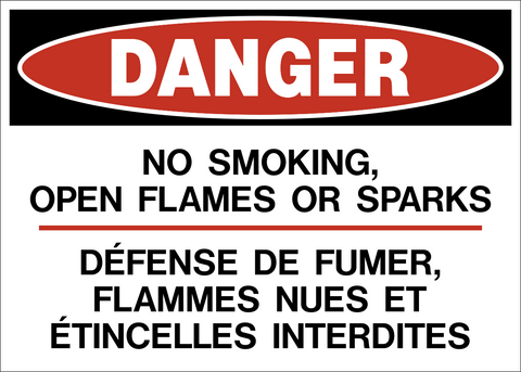 Danger - No Smoking No Open Flame Bilingual