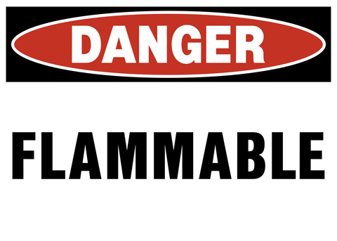 Flammable danger sign with bold black text and red danger header