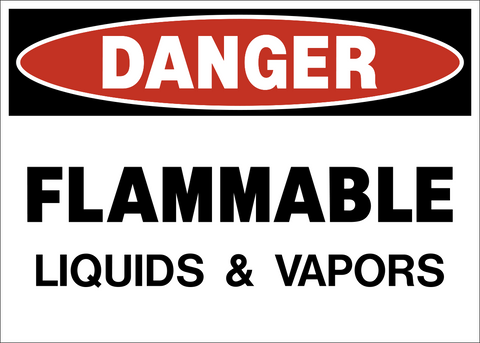 Flammable liquids and vapors danger sign with bold text and red danger header