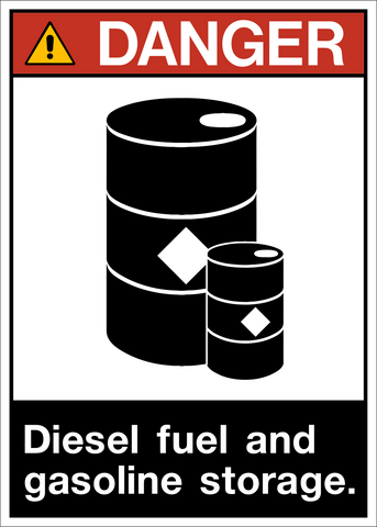 Danger - Diesel Fuel & Gasoline Storage
