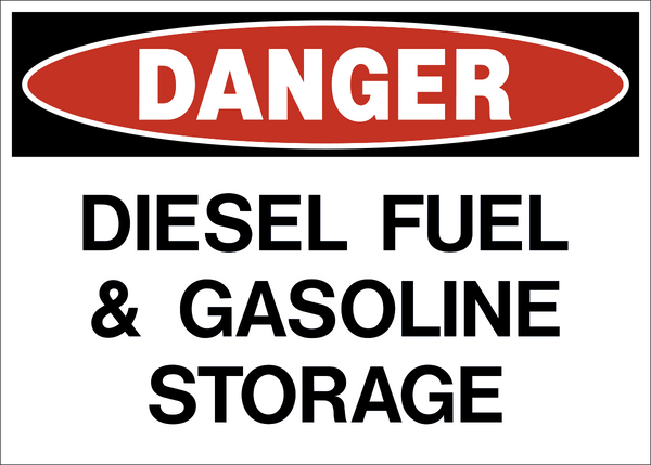 Diesel Fuel & Gasoline Storage Danger Sign | Western Safety Sign