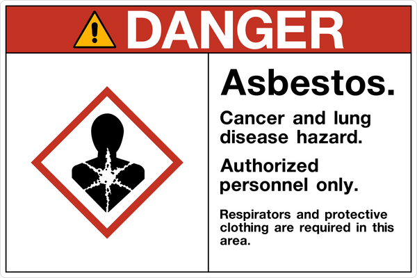Asbestos Cancer Hazard Authorized Personnel Only OSHA Danger Sign ...