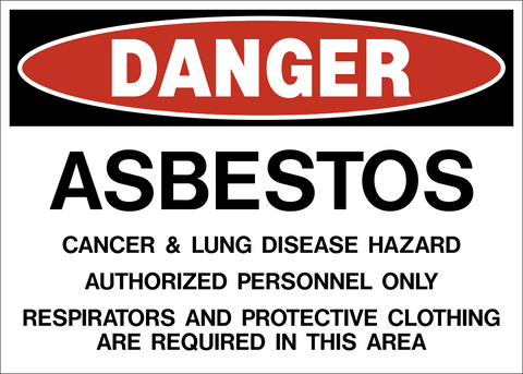 Asbestos Cancer And Lung Disease Hazard Authorized Personnel Only Danger Sign with red header and bold warning text