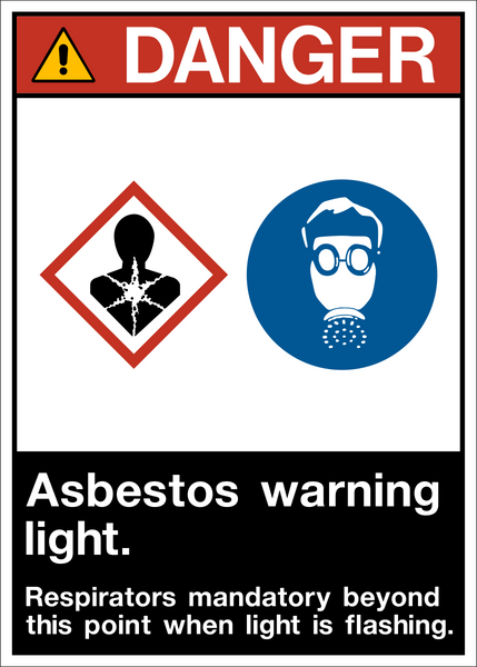 Asbestos Warning Light Respirators Mandatory ANSI Danger Sign | Western ...