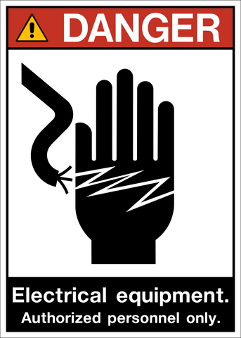 ANSI Electrical equipment Authorized Personnel Danger Sign with shock hazard symbol