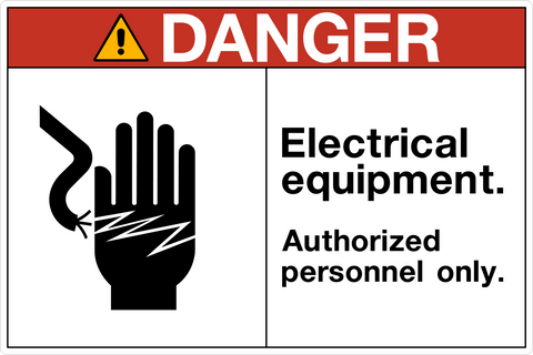 OSHA Electrical equipment Authorized Personnel Danger Sign with text and hazard symbol