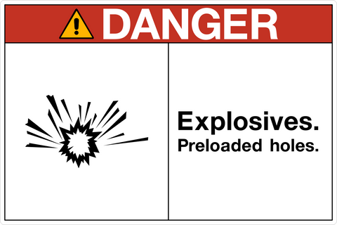 Danger - Explosives Preloaded Holes