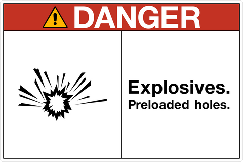 Exploded Asl Sign Explosives Preloaded Holes OSHA Danger Sign | Western Safety Sign