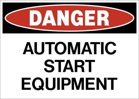 Automatic Start Equipment Danger Sign
