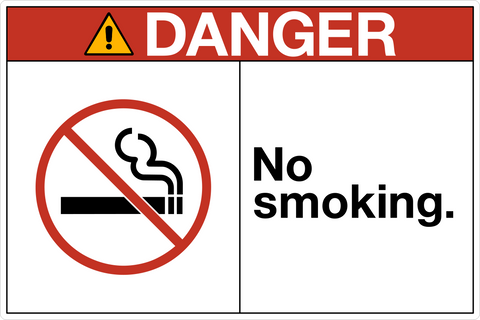 OSHA No Smoking Danger Sign with no smoking pictogram and prohibition message.