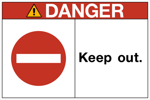 OSHA Keep Out Danger Sign featuring a no-entry symbol and keep out warning message.