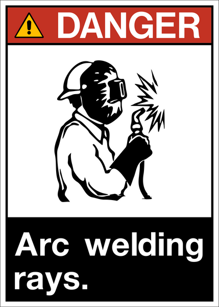 Arc Rays Sign Arc Welding Rays ANSI Layout Danger Sign | Western Safety Sign