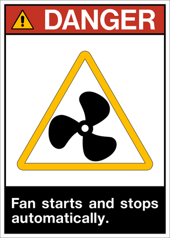 Automatic Start Fan ANSI Layout Danger Sign | Western Safety Sign