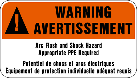 Warning - Arc Flash & Shock Hazard Bilingual