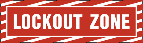 Lock Out Zone Lock Out Sign is a red and white striped border sign with the words 'LOCK OUT ZONE' written in bold white letters on a red background.